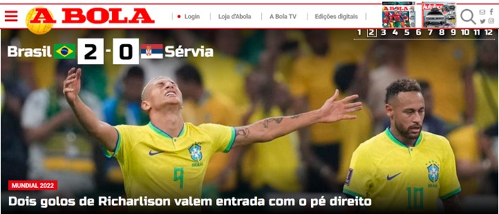 Conforme dito pelo jornal português "A Bola", o gols do camisa 9 "valem entrada com o pé direito".