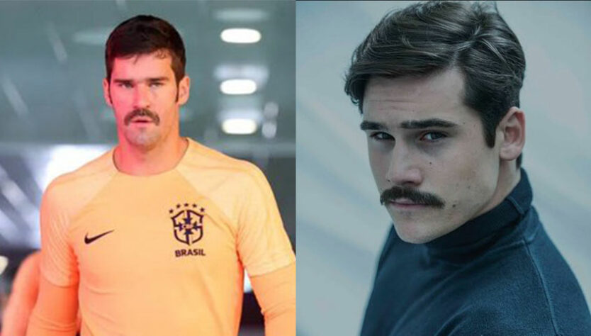 Alisson surgiu com um bigode bem diferente e foi comparado a diversos atores e personagens de filmes e séries.