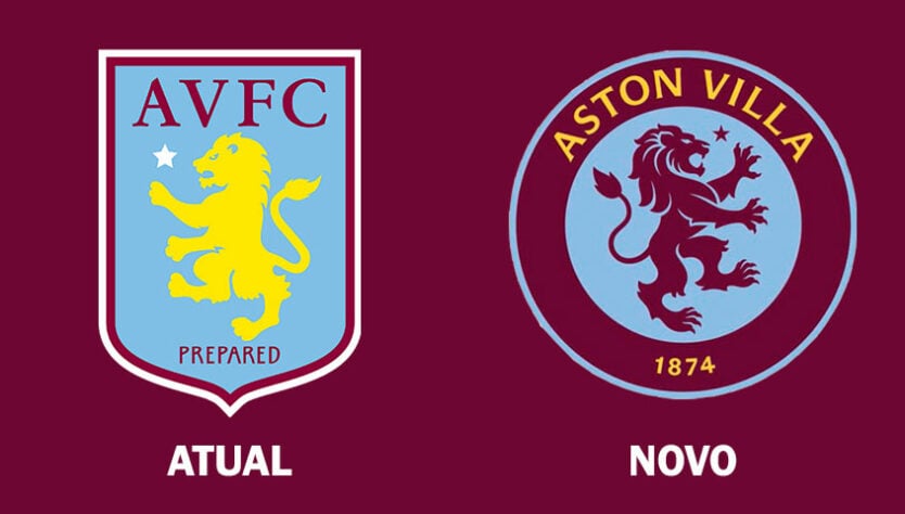 Aston Villa - Em 2022, o Aston Villa anunciou seu novo escudo. A escolha foi feita através de votação dos torcedores e sócios do clube inglês. 