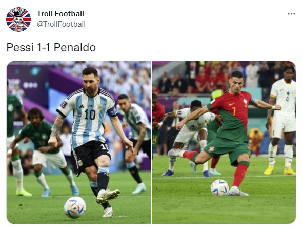 Parecia que não sairia gol de Cristiano Ronaldo, mas um pênalti bem contestável foi marcado. É claro que o apelido de "Penaldo" viria à tona novamente.
