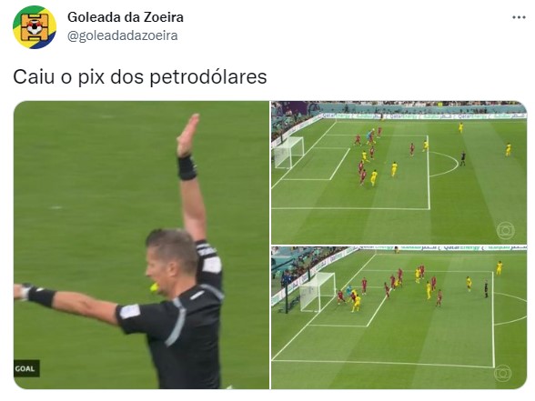 Memes da Copa do Mundo - Gol anulado no início do jogo rendeu piadas.