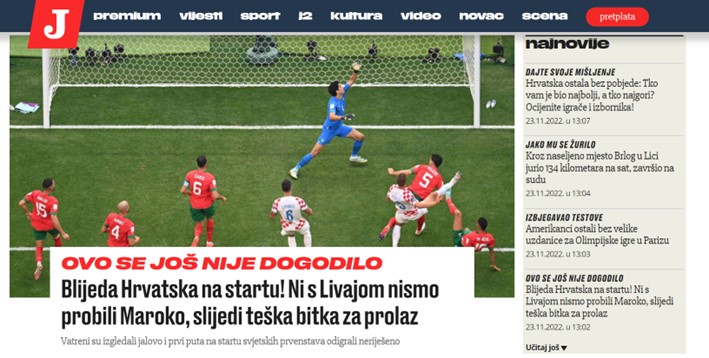 O jornal crota "Jutarnji list" relatou que seus compatriotas realizaram um jogo "pálido". 