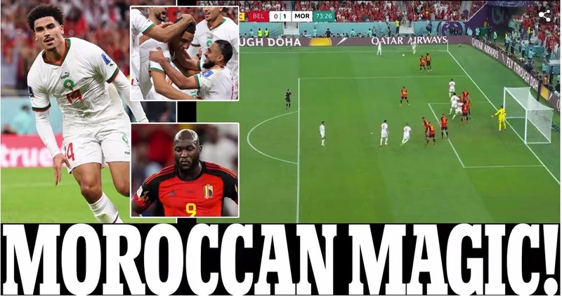 "Magia marroquina". O jornal inglês Daily Mail noticiou o triunfo dos marroquinos com essa frase, a festa dos jogadores africanos e a desilusão estampada no rosto de Romelu Lukaku.