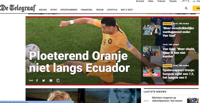 O "De Telegraaf", da Holanda, declarou que a seleção nacional não conseguiu se sobressair frente o Equador.