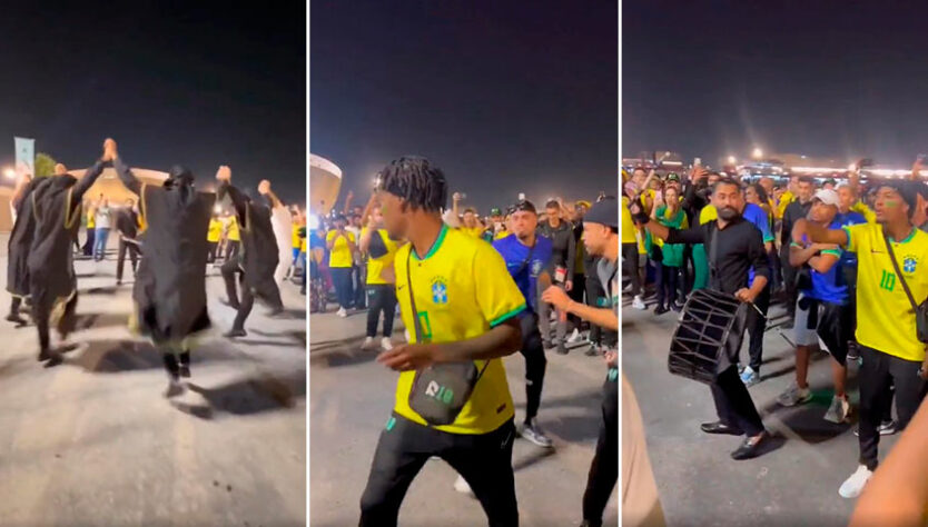 Para fechar com chave de ouro, viralizou um vídeo da galera do "Complexo dos Crias" lá no Qatar fazendo um DUELO de dança com os árabes. O povo brasileiro é INCRÍVEL!