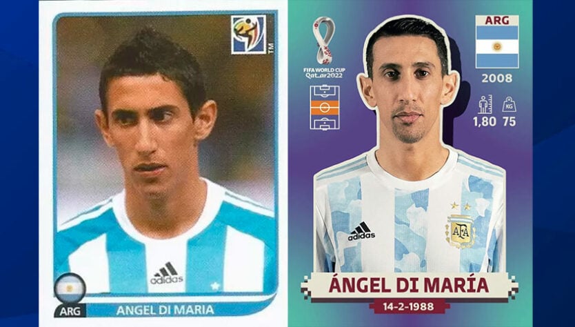 Antes e depois: Di María em 2010 / Di María em 2022.