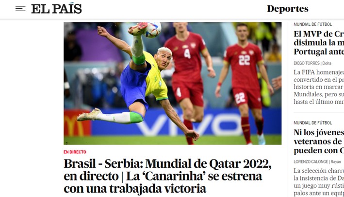 O espanhol "El País", chamando o Brasil de Canarinho, deu reconhecimento para o trabalho até a vitória.