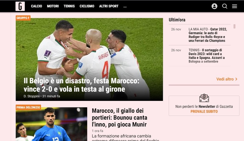 A Gazzetta dello Sport, da Itália, relatou o placar do jogo como "destastre" para a Bélgica e "festa" para o Marrocos.