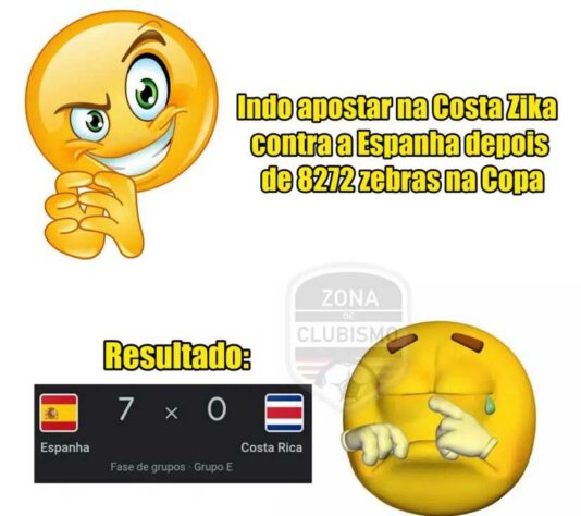 Goleada de 7 a 0 da Espanha contra Costa Rica vira memes
