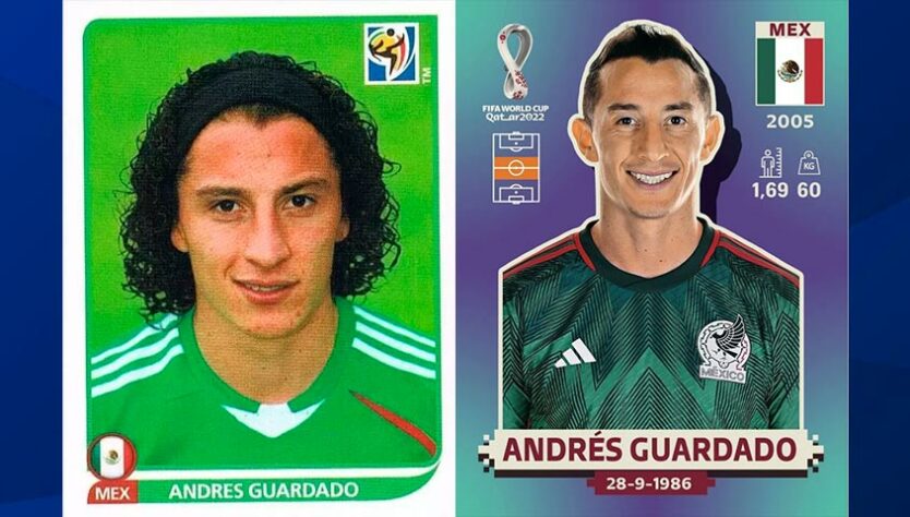Antes e depois: Andrés Guardado em 2010 / Andrés Guardado em 2022.