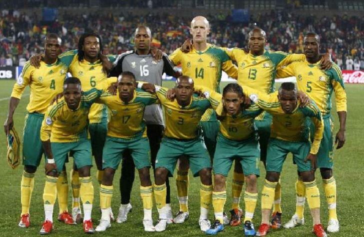 África do Sul em 2010: eliminada na primeira fase / A seleção da África do Sul foi eliminada já na primeira fase da competição, em um grupo com México, Uruguai e França.