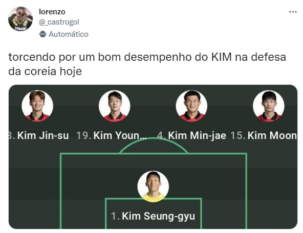 No jogo contra o Uruguai, a linha defensiva da Coreia do Sul composta por diversos Kim chamou a atenção e rendeu piadas.