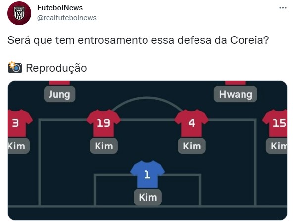 No jogo contra o Uruguai, a linha defensiva da Coreia do Sul composta por diversos Kim chamou a atenção e rendeu piadas.