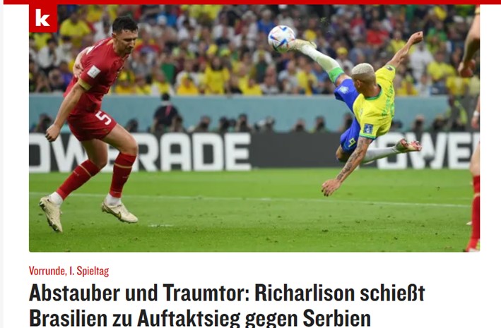 O Kicker, assim como praticamente todos jornais, se rendeu ao belo tento do camisa 9 do Brasil. O diário destacou: "Gol dos sonhos"