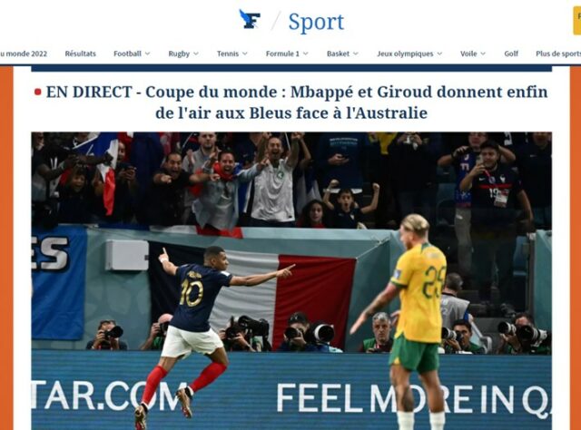O francês Le Figaro destacou que Mbappé e Giroud deram um respiro para a França.