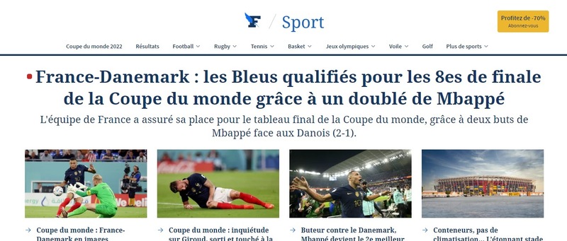 O "Le Figaro", da França, não deixou de dar o devido valor para o Mbappé e concedeu os méritos ao dizer que foi "graças ao doblete" dele que conseguiram a classificação para a fase mata-mata.