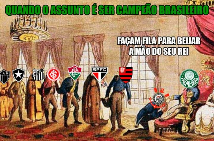 Com a derrota do Internacional por 1 a 0 na tarde desta quarta-feira, o Palmeiras nem mesmo precisou entrar em campo para comemorar o 11º título do Brasileirão. A equipe comandada por Abel Ferreira não pode ser mais alcançada na competição, fato que virou motivo para festas dos palmeirenses nas redes sociais. Confira os melhores memes! (Por Humor Esportivo)