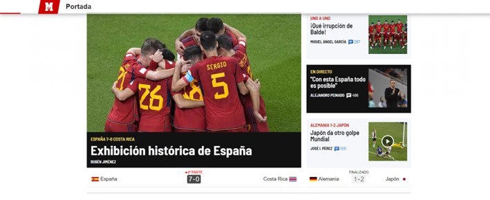 O Marca, da Espanha, foi mais um jornal que chamou o placar construído pela Fúria de histórico.