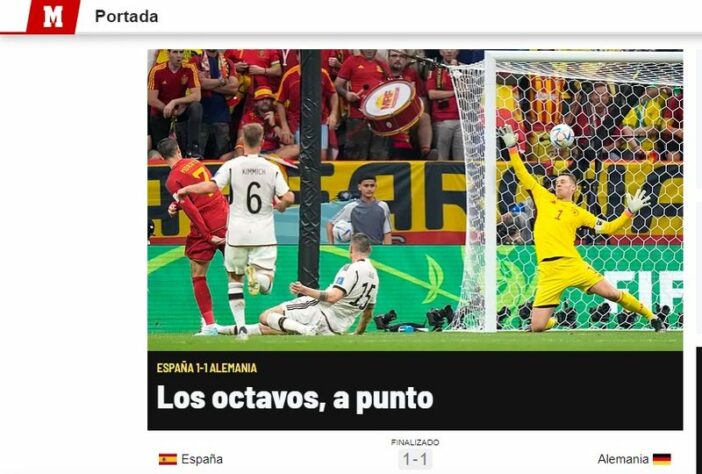 O "Marca", assim como os outros tablóides espanhóis, reforçou que um empate já basta para a próxima fase.