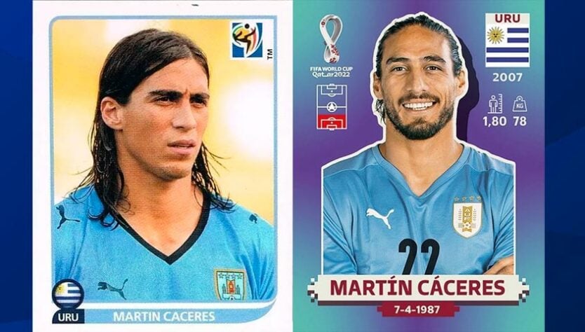 Antes e depois: Martín Cáceres em 2010 / Martín Cáceres em 2022.