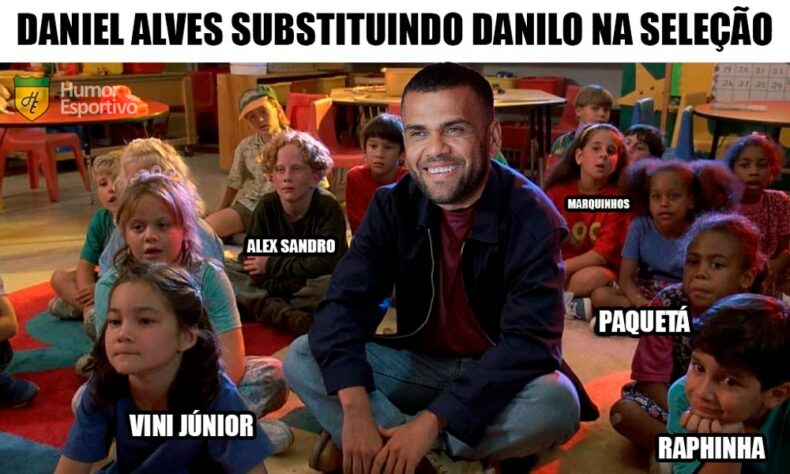 Com a confirmação da lesão no tornozelo de Danilo, Dani Alves poderá assumir a lateral-direita da Seleção Brasileira, fato que rapidamente repercutiu nas redes sociais e rendeu memes. Confira! (Por Humor Esportivo)