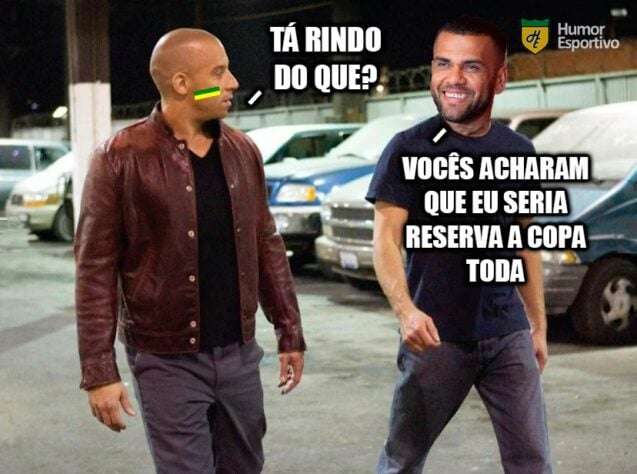 No início da tarde, recebemos a informação que Danilo não jogará os próximos jogos do Brasil. Rapidamente, surgiram memes com a possibilidade de Daniel Alves assumir a lateral-direita.
