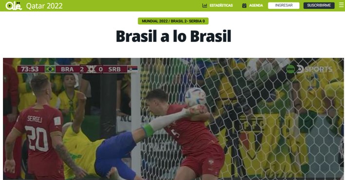 "Brasil para o Brasil"! O argentino Olé destacou a personalidade do triunfo Canarinho.