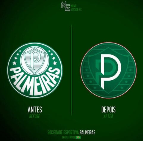 Proposta de mudança para o escudo do Palmeiras, por Vinicius Bianezzi.