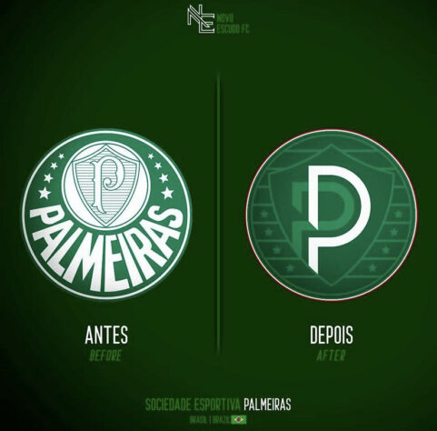 Proposta de mudança para o escudo do Palmeiras, por Vinicius Bianezzi.