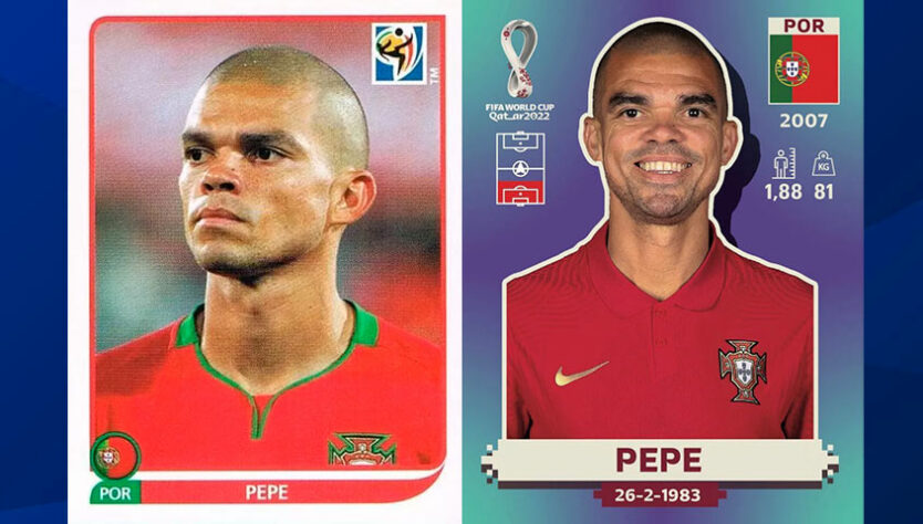 Antes e depois: Pepe em 2010 / Pepe em 2022.