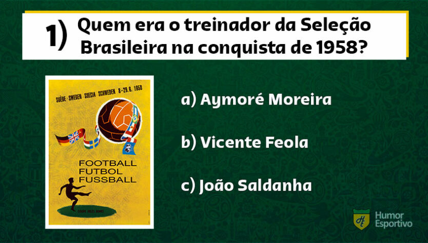 São 20 perguntas sobre os mundiais conquistados em 1958, 1962, 1970, 1994 e 2002. Sabe responder todas? Vamos ao desafio! (Por Humor Esportivo)