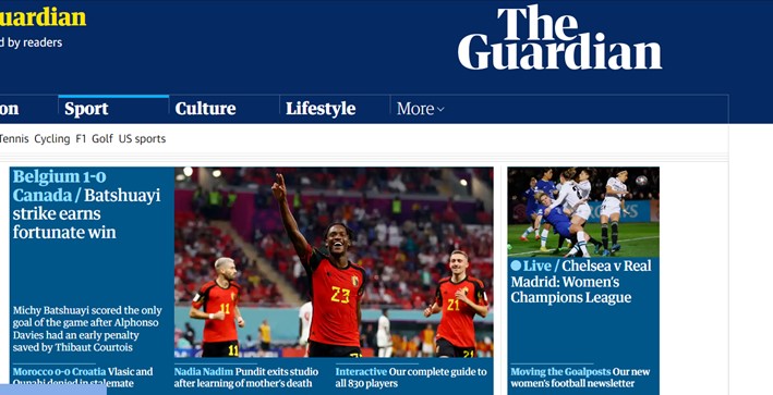 O "The Guardian", da Inglaterra, conta que Batshuay teve a "felicidade" de marcar o gol da vitória.