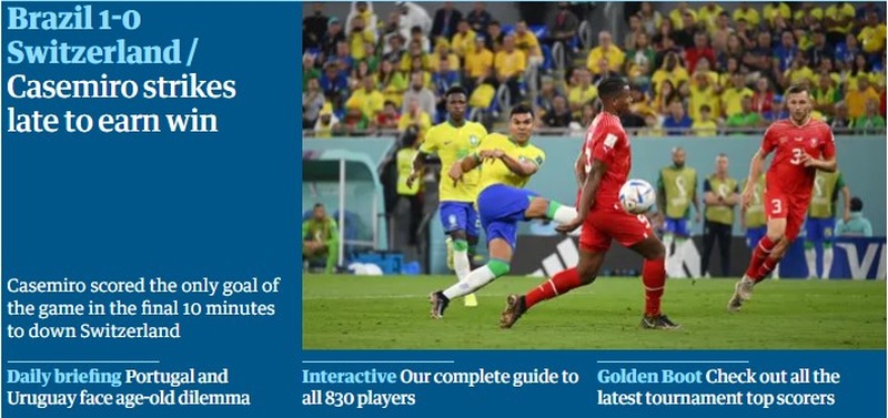O britânico "The Guardian" relatou que Casemiro, no final da partida, deu a batida para ganhar os pontos.
