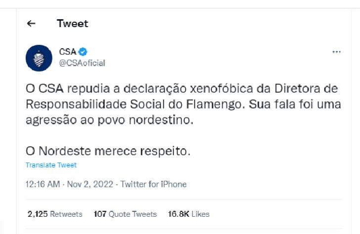 O CSA classificou a declaração de Angela como "uma agressão ao povo nordestino". 