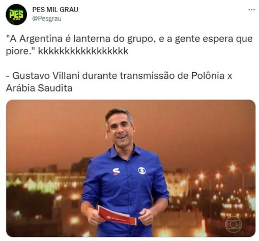 Um comentário sincerão de Gustavo Villani fez bastante sucesso entre os brasileiros. Em outras palavras, ele desejou tudo de ruim para a Argentina no jogo contra o México.