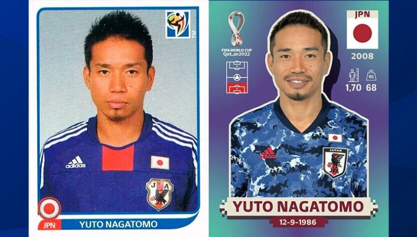Antes e depois: Yuto Nagatomo em 2010 / Yuto Nagatomo em 2022.
