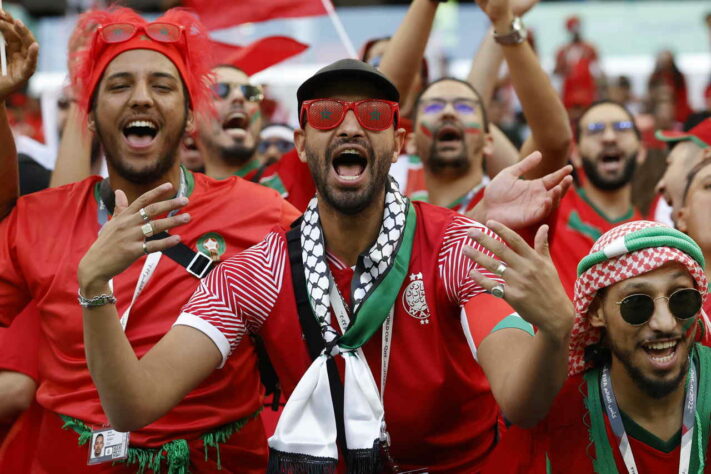 A torcida marroquina estava presente em peso no estádio Al Thumama.