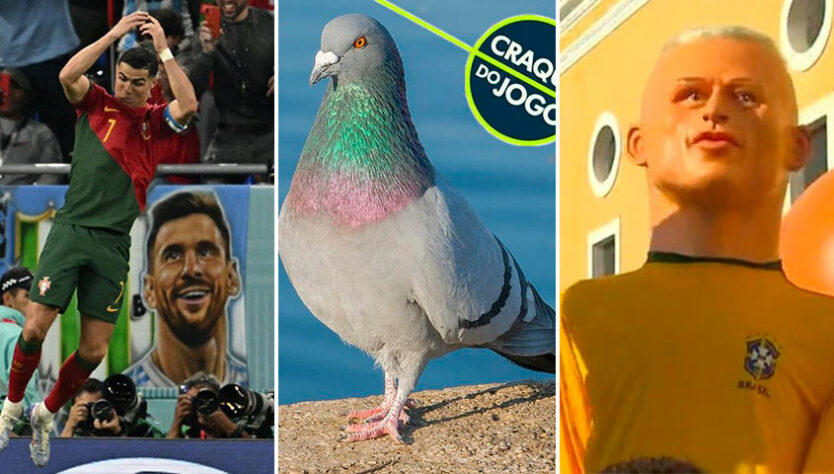 Pombo decidindo para o Brasil com golaço, faixa de Messi admirando Cristiano Ronaldo e boneco de Olinda de Richarlison foram só alguns dos assuntos que renderam memes no quinto dia de Copa do Mundo. Confira o resumo! (Por Humor Esportivo)