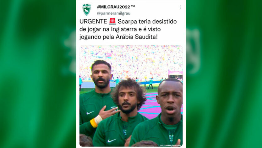 A semelhança de Yasser Alshahrani com Gustavo Scarpa rendeu brincadeiras.