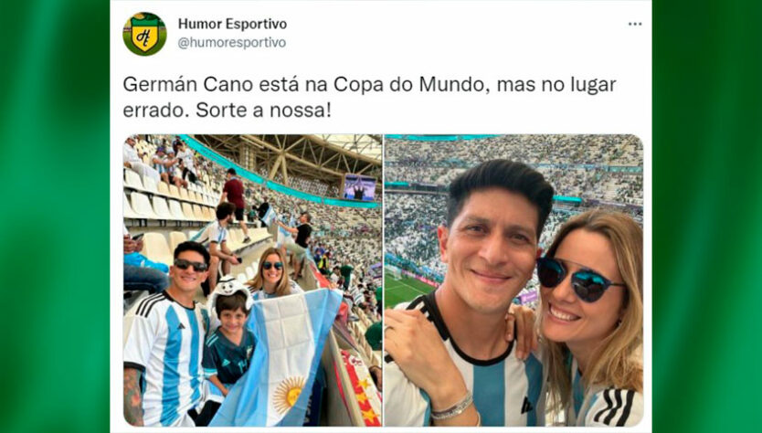 Presença de Germán Cano no estádio, mas não entre os escalados da Argentina, rendeu comentários.