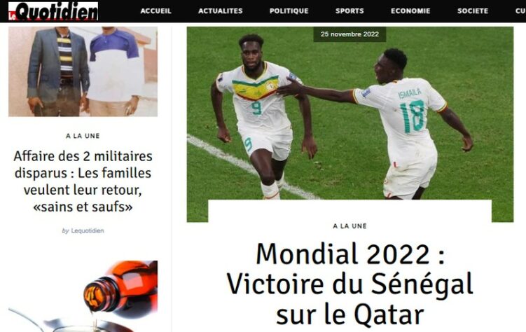 O senegalês "Le Quotidien" noticiou de maneira mais básica apenas o triunfo dos seus compatriotas.