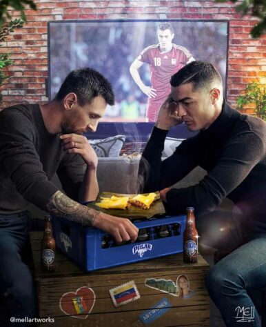 Campanha com Messi e Cristiano Ronaldo juntos rendeu montagens nas redes sociais.