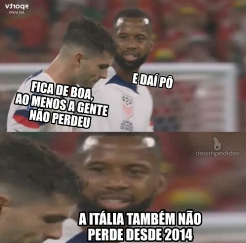 Final da partida: EUA 1 x 1 País de Gales... e sobrou até para a Itália, fora da Copa pela segunda vez consecutiva.