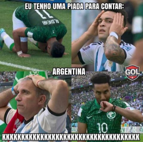 Nem Messi deu jeito! Derrota da Argentina na estreia da Copa do Mundo rende memes nas redes sociais.
