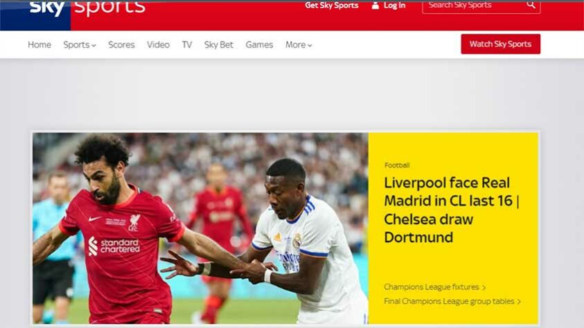Na Inglaterra, o Sky Sports destacou o duelo entre o Liverpool e o Real Madrid. Além disso, o jornal inglês também informou sobre o confronto entre Chelsea e Borussia Dortmund.