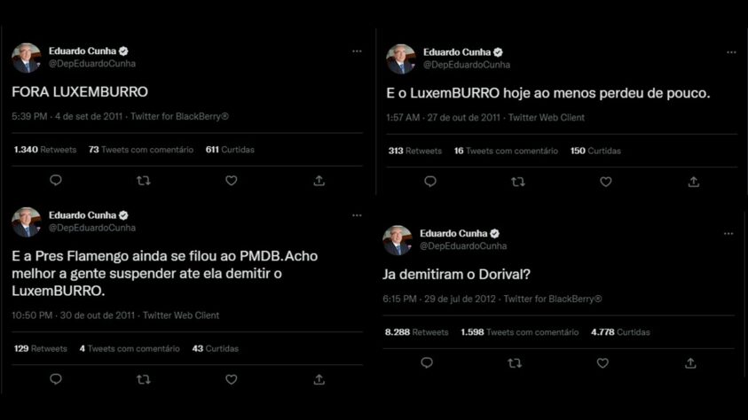 Cunha também utilizava o site para cornetar os treinadores do Mengão, especialmente Vanderlei Luxemburgo, a quem apelidou de 'Luxemburro'. É bom Dorival Junior ficar atento...