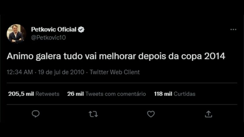 Após a derroda da Seleção Brasileira em 2010, o então jogador Petkovic tentou dar um pouco de esperança para a torcida brasileira. Mas o que se viu nos anos seguintes não foi tão animador assim...