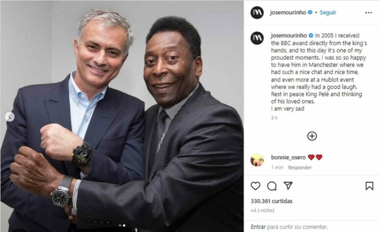 José Mourinho revelou que um dos dias que mais se orgulhou em sua carreira foi quando recebeu um prêmio das mãos do próprio Rei.