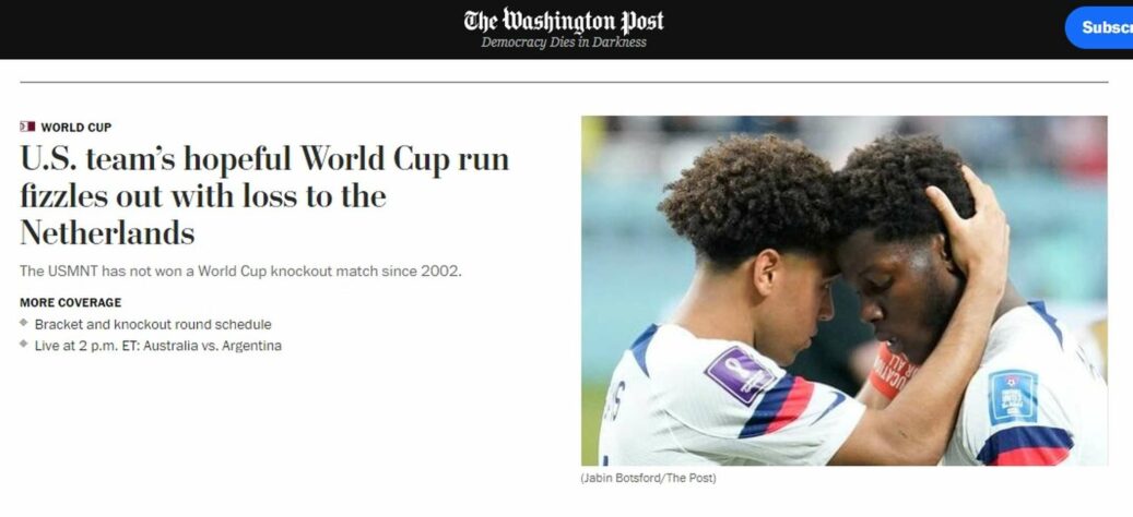O 'Washington Post' classificou a campanha na Copa como 'esperançosa' antes da derrota para a Holanda. 