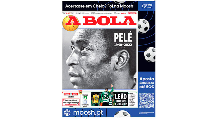 A BOLA (PORTUGAL): O jornal português estampou uma foto de Pelé na capa.
